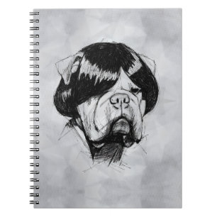 Caderno Espiral Bulldog com uma Peruca (Estilo 5) Arte Fina