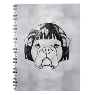Caderno Espiral Bulldog de Peruca (Estilo 8) Arte Refinado