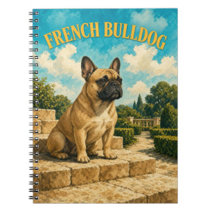 Caderno Espiral Bulldog Francês, Arte de Cachorro em Aquarela Vint