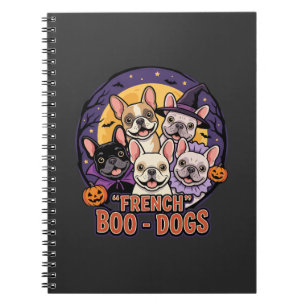 Caderno Espiral Bulldog Francês Boo Dogs Halloween Vetor