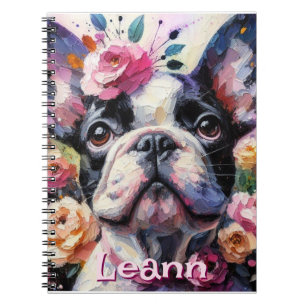 Caderno Espiral Bulldog Francês com Cachorro Rosa Personalizado