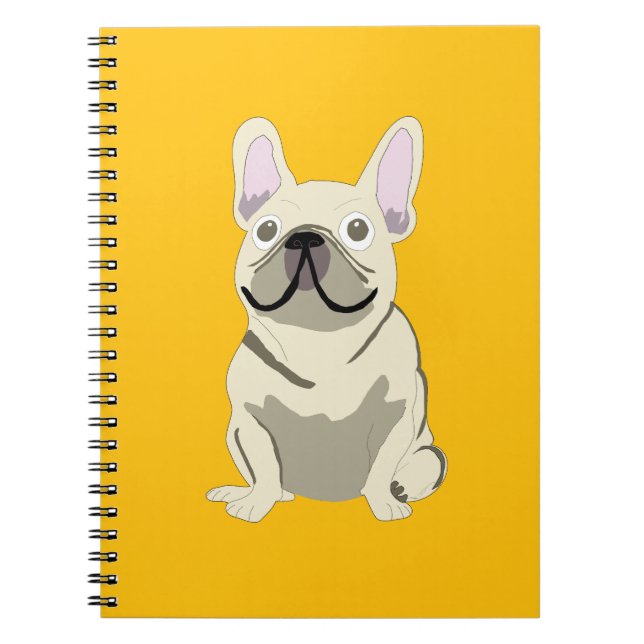 Caderno Espiral Bulldog Francês Creme (Frente)
