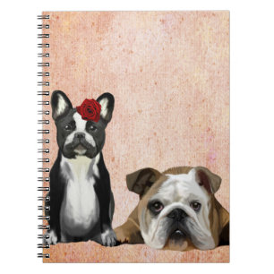 Caderno Espiral Bulldog francês e Bulldog inglês