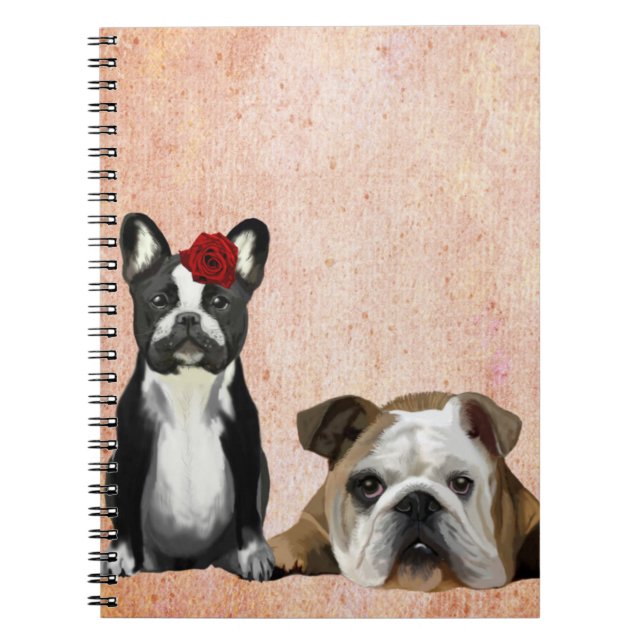 Caderno Espiral Bulldog francês e inglês Bulldog (Frente)