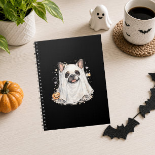 Caderno Espiral Bulldog Francês Halloween Garota Fantasma Fofo