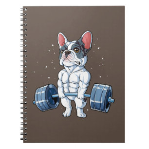 Caderno Espiral Bulldog Francês Levantando Engraçado Giro-Morro