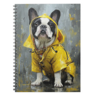 Caderno Espiral Bulldog Francês no Raincoat Notebook