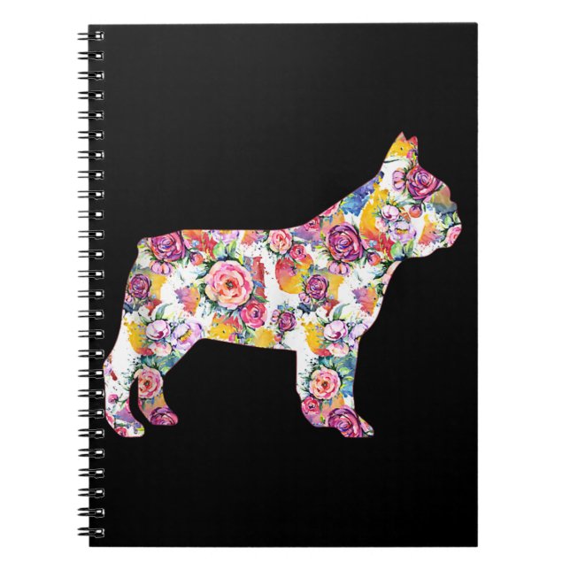 Caderno Espiral Bulldog Francês Patterno de Flor Francês Bulldog (Frente)