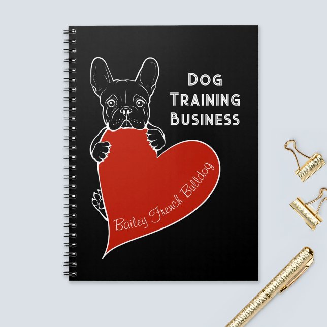 Caderno Espiral Bulldog Francês Personalizado e Bonito com Coração (Criador carregado)