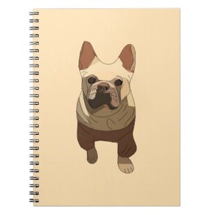 Caderno Espiral Bulldog Francês, Pêssego Suave