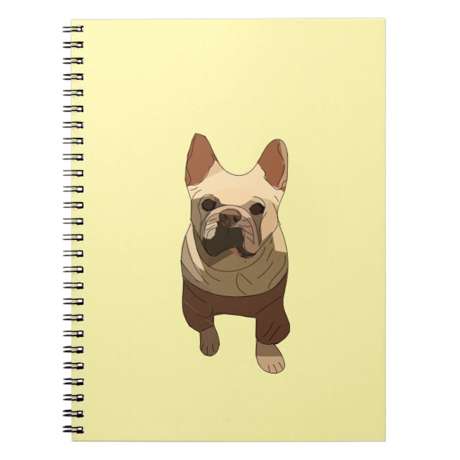 Caderno Espiral Bulldog Francês, Roxo Lavanda (Frente)