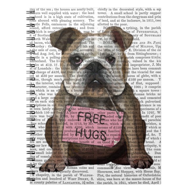 Caderno Espiral Bulldog Free Hugs (Frente)