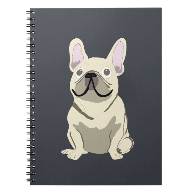 Caderno Espiral Bulldogue Francês Creme (Frente)