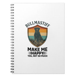 Caderno Espiral Bullmastiff Faça Me Feliz Cão Escudo Retro Pôr do