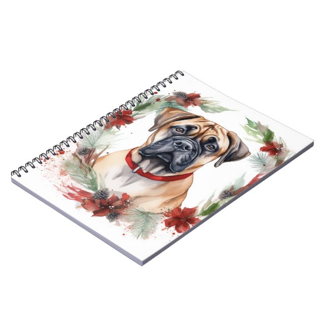 Caderno Espiral Bullmastiff Fúria Natal Festiva (Left Side)