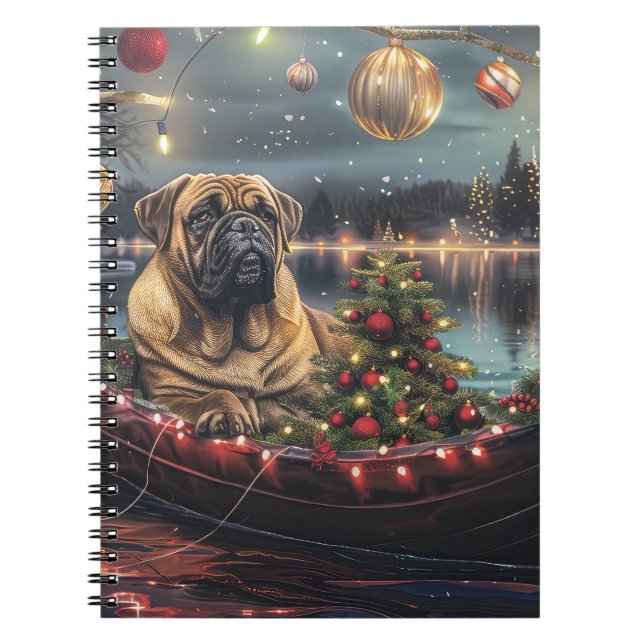 Caderno Espiral Bullmastiff Natal Festivo Voyage (Frente)