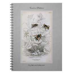 Caderno Espiral Bumble Bee Botanical on Linen