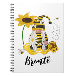 Caderno Espiral Bumble Bee Sunflower Personalised Gnomo Notebook