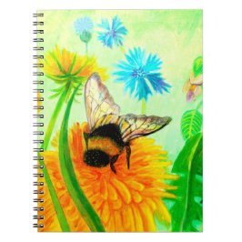Caderno Espiral Bumblebee em dandelion