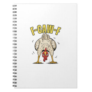 Caderno Espiral Bunda de Galinha Engraçada F-Caw-F Galo Galinha Ca