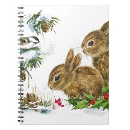Caderno Espiral Bunnies e Bird Aproveitem a neve
