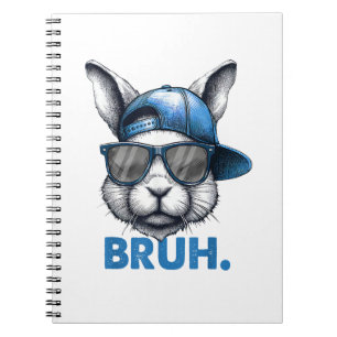 Caderno Espiral Bunny Face Bruh Meme Engraçado Dizendo Irmão Sauda