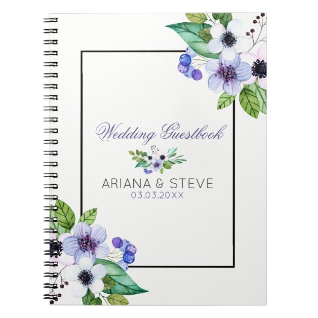 Caderno Espiral Buquê Branco E Roxo (Frente)