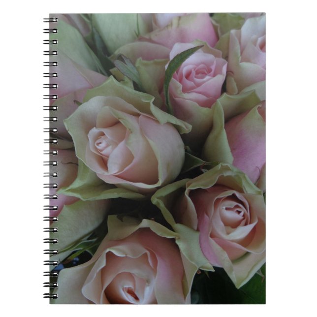 Caderno Espiral Buquê da flor de Rosas verdes rosa (Frente)