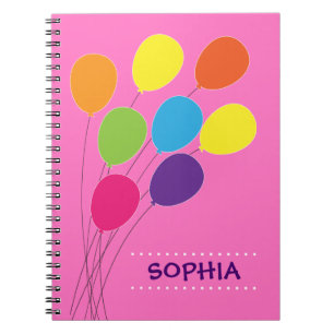 Caderno Espiral Buquê de Balões Coloridos Personalizado para Menin