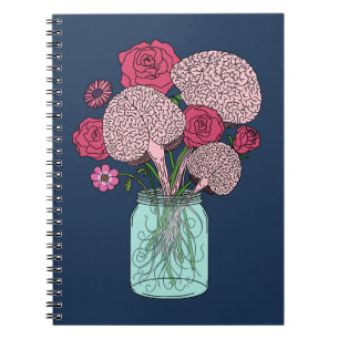 Caderno Espiral Buquê de Flor do Cérebro