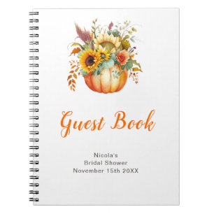 Caderno Espiral Buquê de Flores de Abóbora Livro de Visitas Chá de