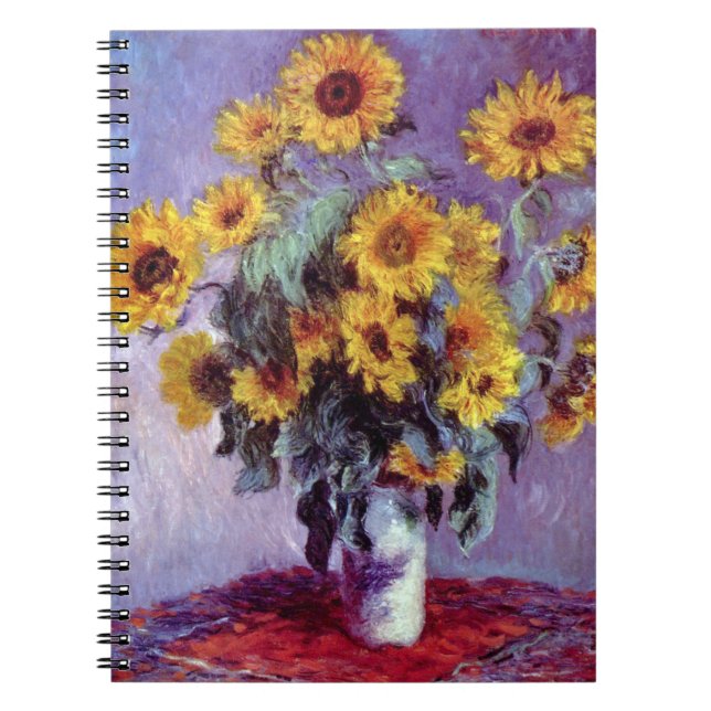Caderno Espiral Buquê de Girassóis por Claude Monet, Arte Antigo (Frente)