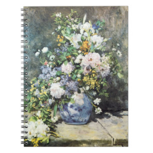 Caderno Espiral Buquê de Primavera de Pierre Renoir, Flores Vintag