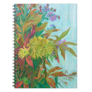 Caderno Espiral Buquê de queda com crisântemo e folhagem de outono