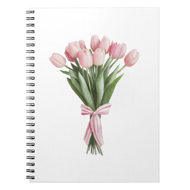 Caderno Espiral Buquê de Tulipas Rosa (Frente)