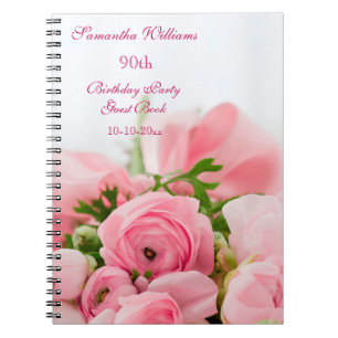 Caderno Espiral Buquê do aniversário cor-de-rosa do 90 dos rosas