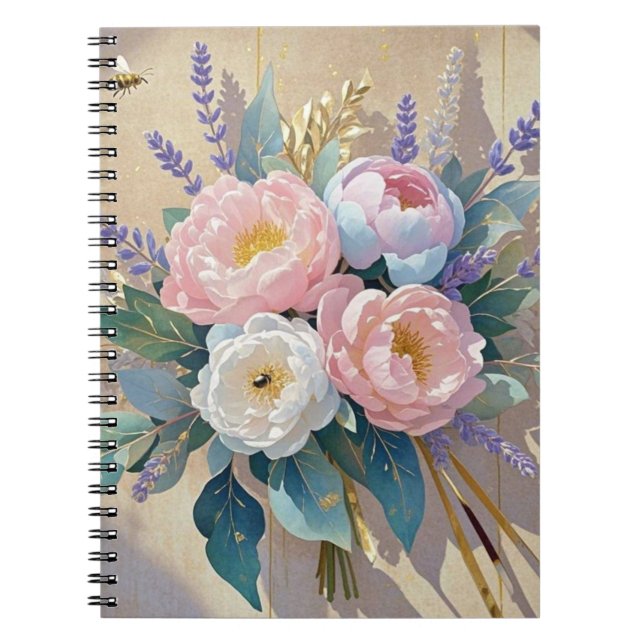 Caderno Espiral Buquê Floral lavanda (Frente)