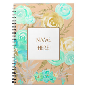 Caderno Espiral Buquê floral personalizado
