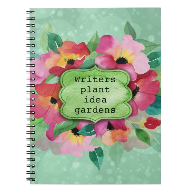 Caderno Espiral Buquê Floral Rosa | Escritores Plantação de Jardin (Frente)