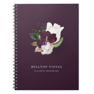 Caderno Espiral Buquê Floral Roxo-Marinha Moderna
