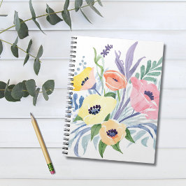 Caderno Espiral Buquê primavera | Bonito Aquarela Floral