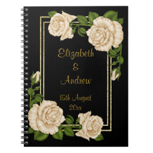 Caderno Espiral Buquês de canto chiques elegantes dos rosas do