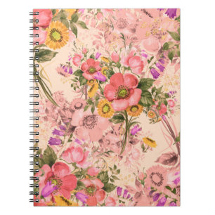 Caderno Espiral Buquês de padrões sem costura de rococo. Belo buqu