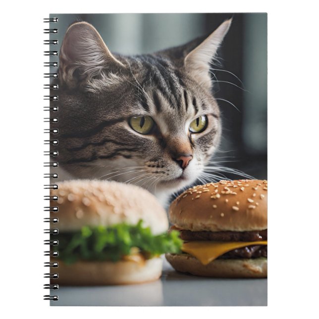Caderno Espiral Burger Buddy - arte de gato (Frente)