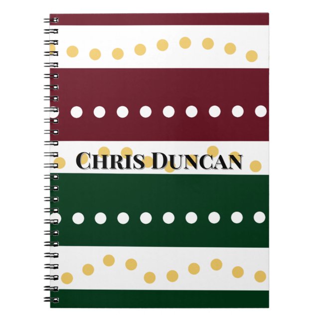 Caderno Espiral Burgundy and Emerald Golden Polka Dots Christmas  (Frente)