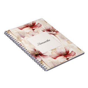 Caderno Espiral Burgundy Cream Floral