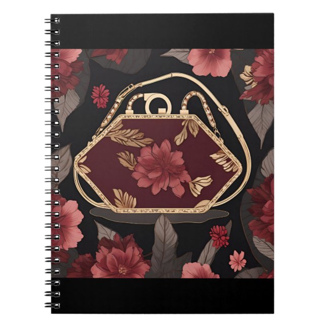 Caderno Espiral Burgundy Gold AI art  (Frente)