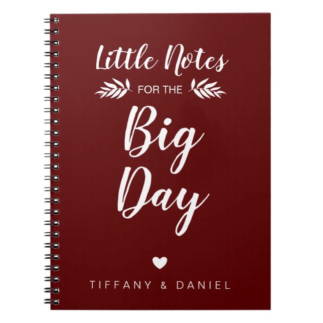 Caderno Espiral Burgundy Weding Little Note Personalizado Grande D (Frente)