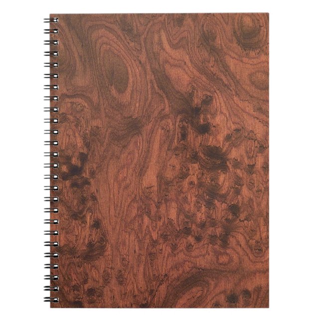 Caderno Espiral Burl Mahogany Wood Texture (Frente)