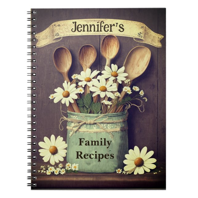 Caderno Espiral Burlap e Daisies (Frente)